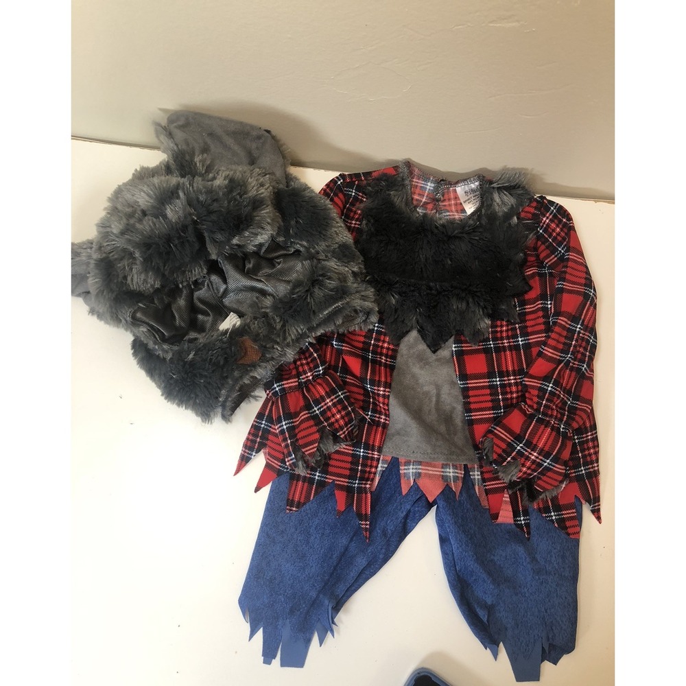 Spirit Red Plaid and Gray Fur Werewolf Costume